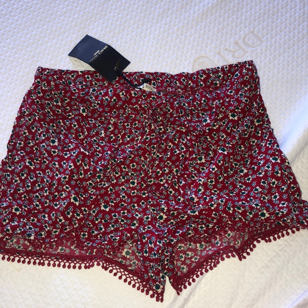 Brave Soul Ditsy Floral Tie Waist Shorts